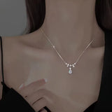 925 Silver Droplet Necklace Moonlight Stone Pendant Summer Jewelry