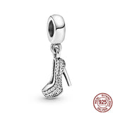 925 Silver Zircon High Heels Charm for Bracelet DIY