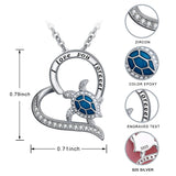 925 Silver Sea Turtle Necklace I Love You Forever Pendant