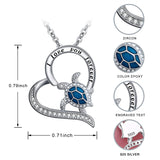 925 Silver Sea Turtle Necklace I Love You Forever Pendant Holiday Beachy Jewelry