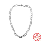 925 Silver Flowers 3 Circles Pendant Link Chain Necklaces Women Jewelry