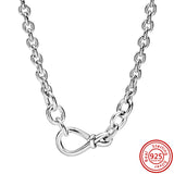 925 Silver Flowers 3 Circles Pendant Link Chain Necklaces Women Jewelry