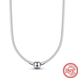 925 Silver Flowers 3 Circles Pendant Link Chain Necklaces Women Jewelry
