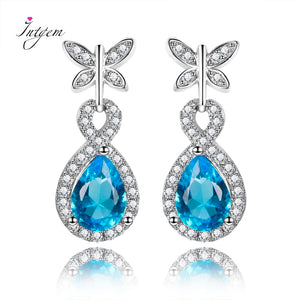 925 Silver Aquamarine Drop Earrings - Christmas Jewelry Gift