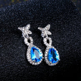 925 Silver Aquamarine Drop Earrings - Christmas Jewelry Gift