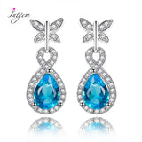 925 Silver Aquamarine Drop Earrings - Christmas Jewelry Gift