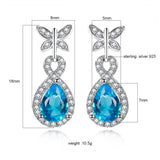 925 Silver Aquamarine Drop Earrings - Christmas Jewelry Gift