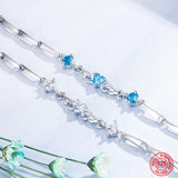 925 Silver Heart Crystal Bracelet Women Wedding Jewelry
