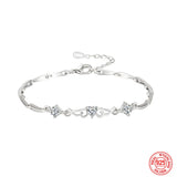 925 Silver Heart Crystal Bracelet Women Wedding Jewelry