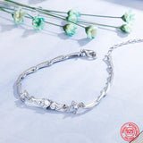 925 Silver Heart Crystal Bracelet Women Wedding Jewelry