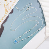 Silver Heart Love Pearl Pendant Necklace For Women