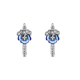Sterling Silver Pansy Flower Hoop Earrings for Women