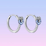 Sterling Silver Pansy Flower Hoop Earrings for Women