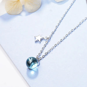 925 Silver Round Crystal Necklace Wedding Jewelry