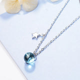 925 Silver Round Crystal Necklace Wedding Jewelry