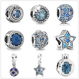 Sterling Silver Moon Plane Space Star Glass Beads Charm