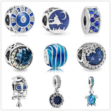 Sterling Silver Moon Plane Space Star Glass Beads Charm