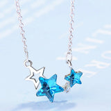 925 Silver Star Crystal Pendant Necklace Party Jewelry