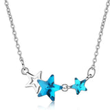 925 Silver Star Crystal Pendant Necklace Party Jewelry