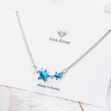925 Silver Star Crystal Pendant Necklace Party Jewelry