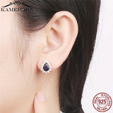 925 Silver CZ Stud Earrings for Women Mom Shimming Wedding Brincos