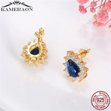 925 Silver CZ Stud Earrings for Women Mom Shimming Wedding Brincos