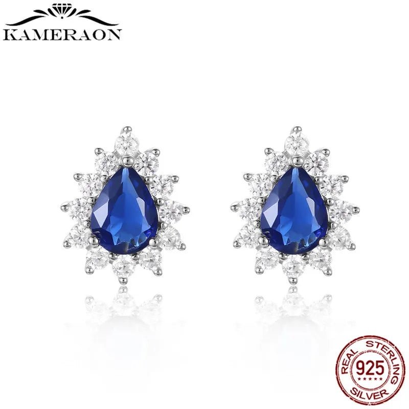 925 Silver CZ Stud Earrings for Women Mom Shimming Wedding Brincos