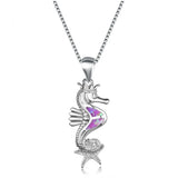 925 Silver Opal Seahorse Pendant Necklace