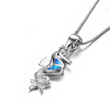 925 Silver Opal Seahorse Pendant Necklace