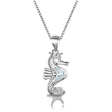 925 Silver Opal Seahorse Pendant Necklace