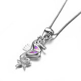 925 Silver Opal Seahorse Pendant Necklace