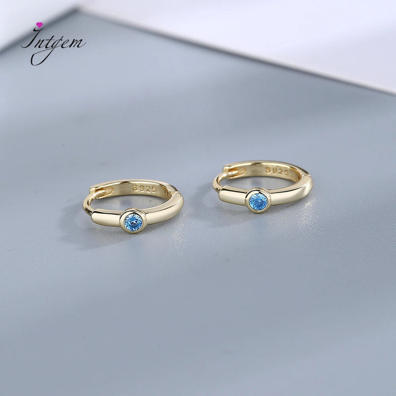 925 Silver Zircon Stone Hoop Earrings For Women