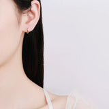 925 Silver Zircon Stone Hoop Earrings For Women