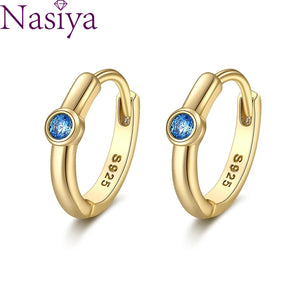 925 Silver Zircon Hoop Earrings