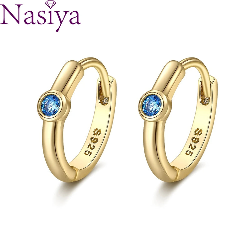 925 Silver Zircon Hoop Earrings