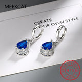 925 Silver Zircon Water Drop Earrings Fine Jewelry