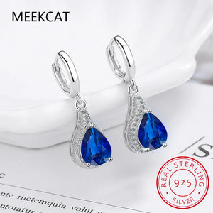 925 Silver Zircon Water Drop Earrings Fine Jewelry