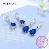 925 Silver Zircon Water Drop Earrings Fine Jewelry