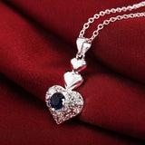 925 Silver Crystal Heart Pendant Set for Woman