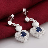 925 Silver Crystal Heart Pendant Set for Woman