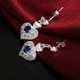 925 Silver Crystal Heart Pendant Set for Woman