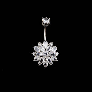 925 Silver Flower Chrysanthemum Belly Button Ring Piercing