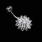 925 Silver Flower Chrysanthemum Belly Button Ring Piercing