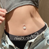 925 Silver Flower Chrysanthemum Belly Button Ring Piercing