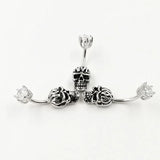 925 Sterling Silver Skull Navel Piercing Belly Button Ring