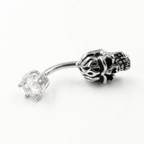 925 Sterling Silver Skull Navel Piercing Belly Button Ring