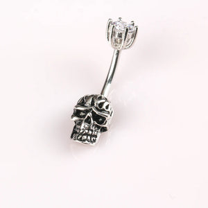 925 Sterling Silver Skull Navel Piercing Belly Button Ring