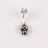 925 Sterling Silver Skull Navel Piercing Belly Button Ring