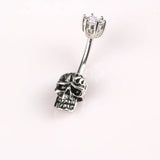 925 Sterling Silver Skull Navel Piercing Belly Button Ring
