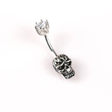 925 Sterling Silver Skull Navel Piercing Belly Button Ring